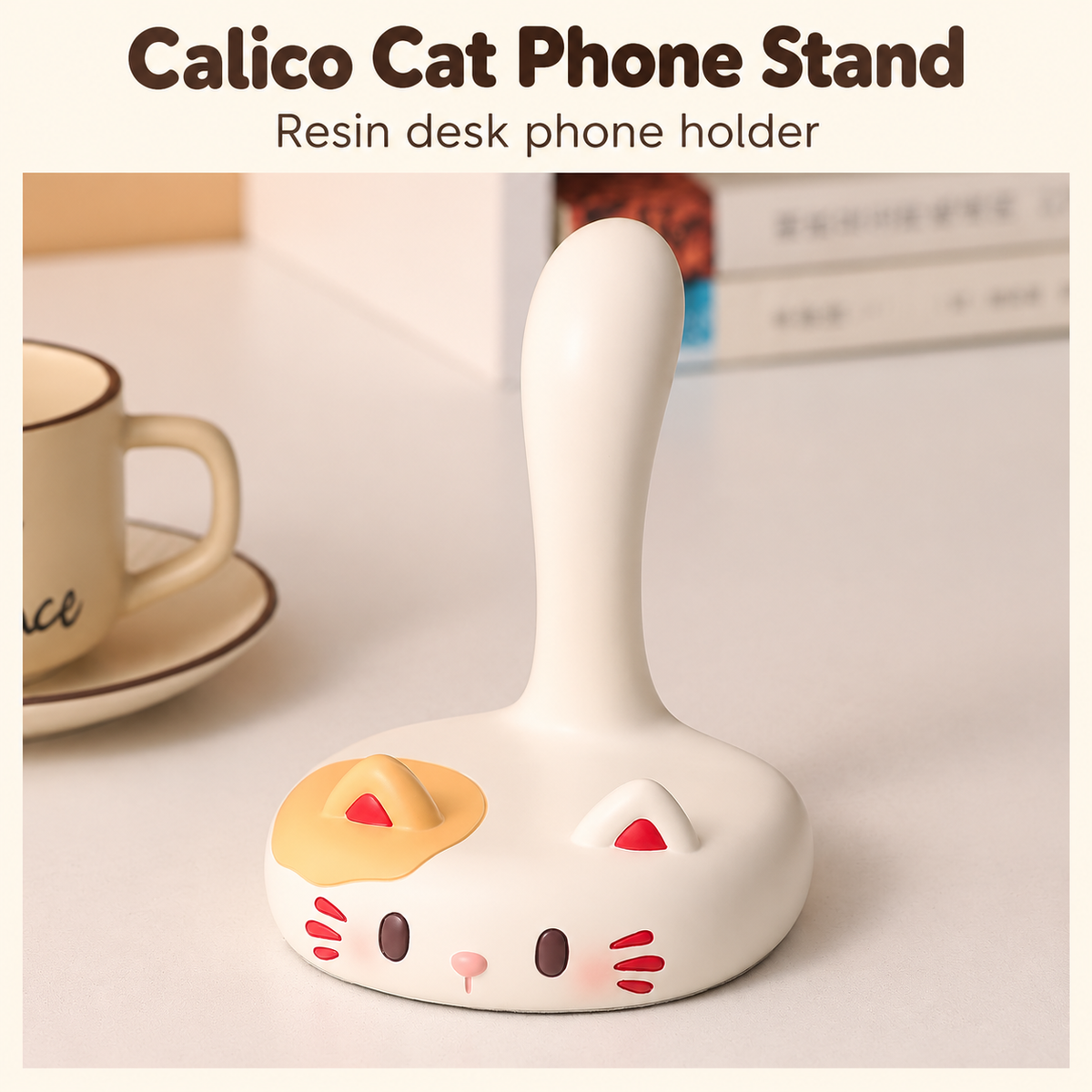 Calico cat resin phone stand title card