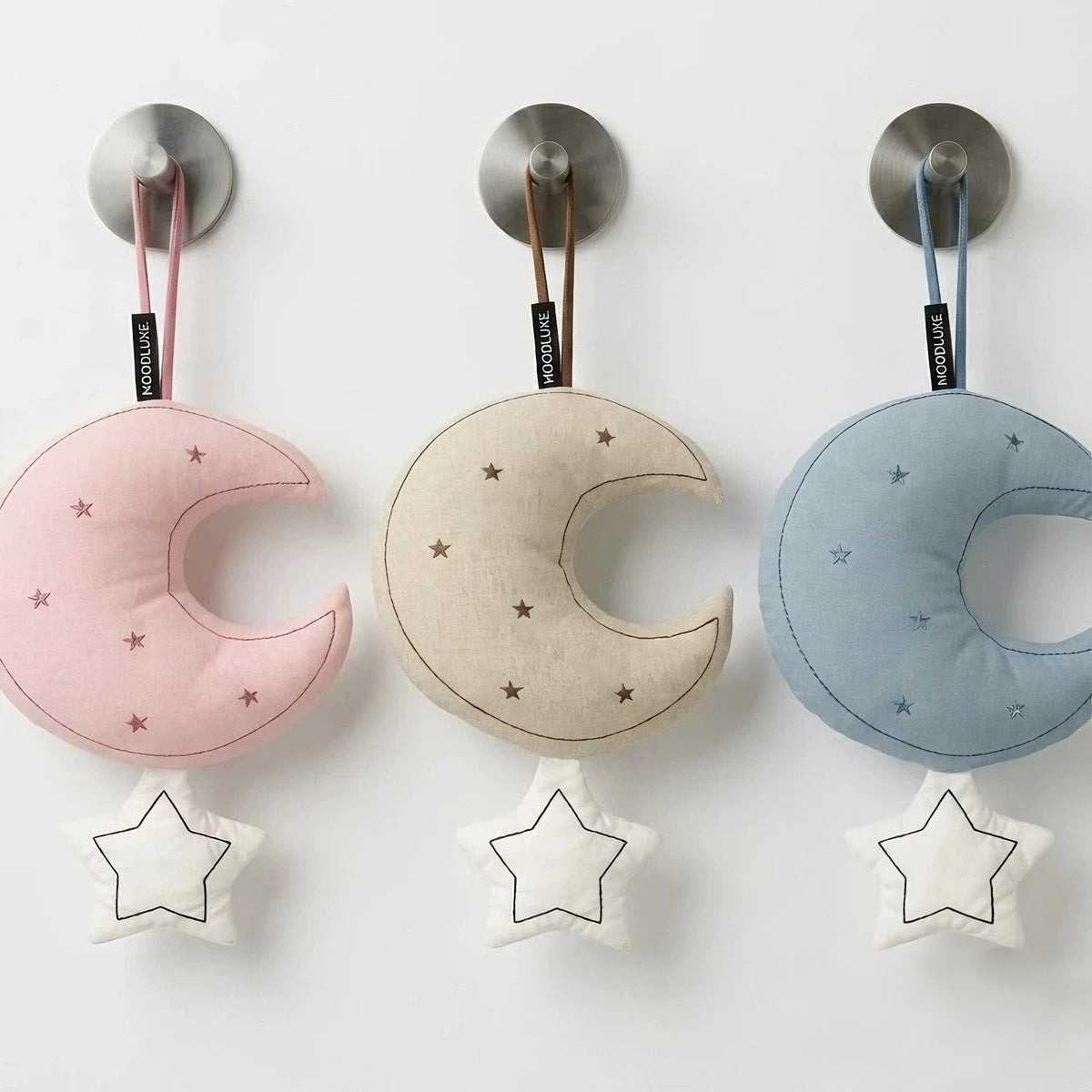 Three hanging moon night light colours