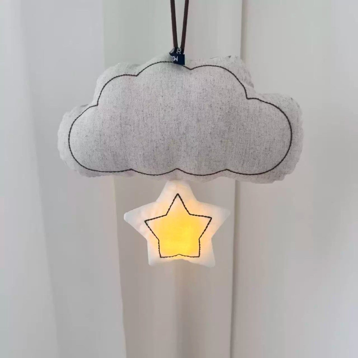 Flax grey hanging cloud night light with illuminated star