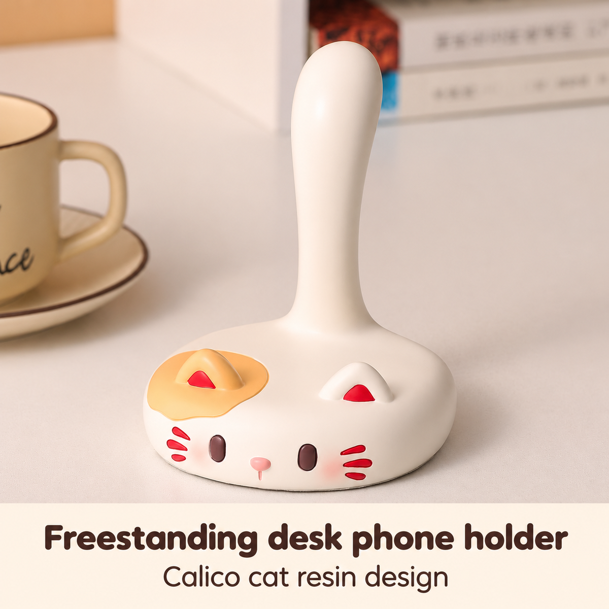 Calico cat freestanding desk phone holder